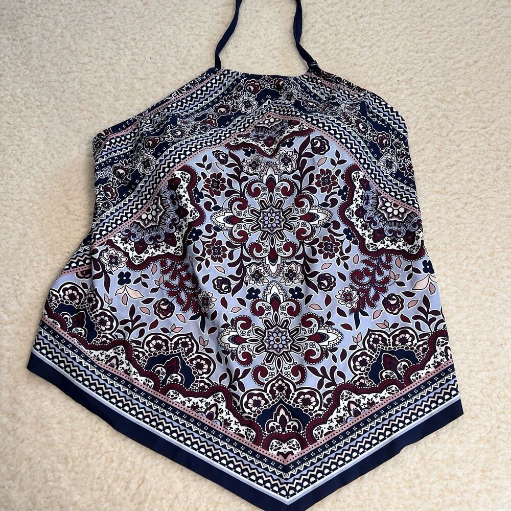 Women's High Neck Bandana Tankini Top - Kona Sol Purple Floral Medium
